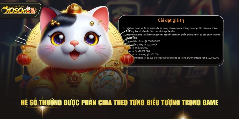 Hệ số thưởng được phân chia theo từng biểu tượng trong game 